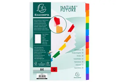 EXACOMPTA Intercalaires en carton, A4, blanc, 6 touches