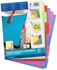 Oxford Intercalaires carton, uni, A4, multicolore, 6 touches