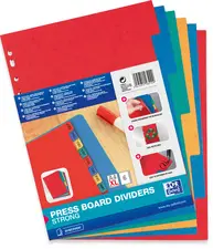Oxford Intercalaires en carton, uni, format A4+, 6 touches