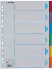 Esselte Intercalaires en carton, uni, A4, 6 touches
