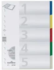 DURABLE Intercalaires en plastique, A4, PP, 5 touches
