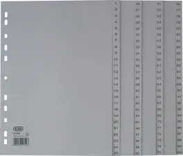 Oxford Intercalaire en plastique 1-100, A4, 100 pièces, gris
