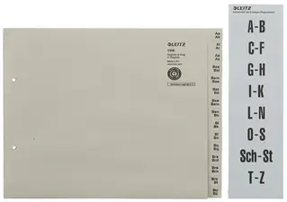 LEITZ Tauenpapier-Register, A-Z, für 8 Ordner, grau