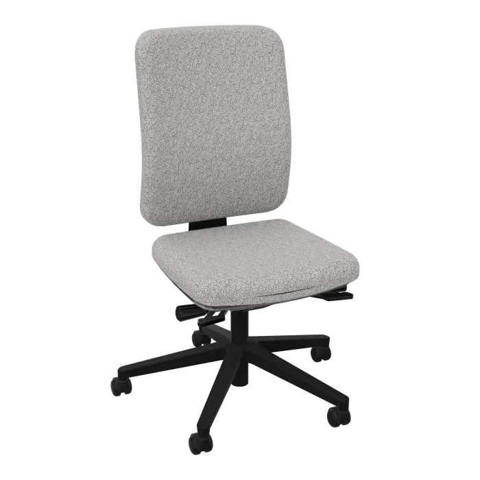Siège Oscar haut dossier mécanisme ergonomique dossier coque noir tissu Step mélange gris clair chiné piétement nylon noir - roulettes sol dur