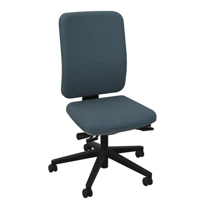 Siège Oscar haut dossier mécanisme ergonomique dossier coque blanc tissu Bondaï  gris orage piètement nylon noir - roulettes sol souple freinées hors charge