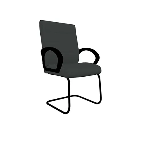 Fauteuil visiteur Classic revêtement cuir noir piétement noir