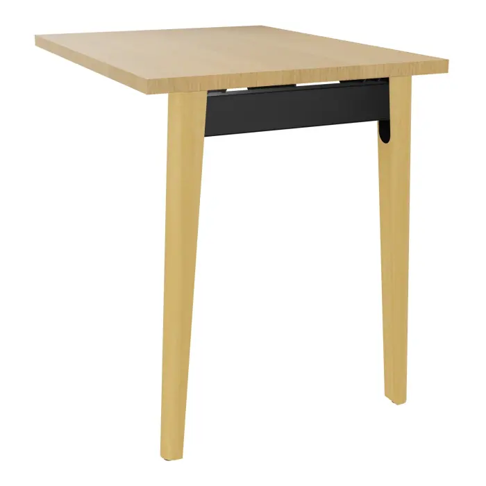 Extension bureau retour Robin L. 80 x P. 60 cm plateau nu mélamine chêne clair sur 1 pied arche bois hêtre massif vernis/métal lisse noir