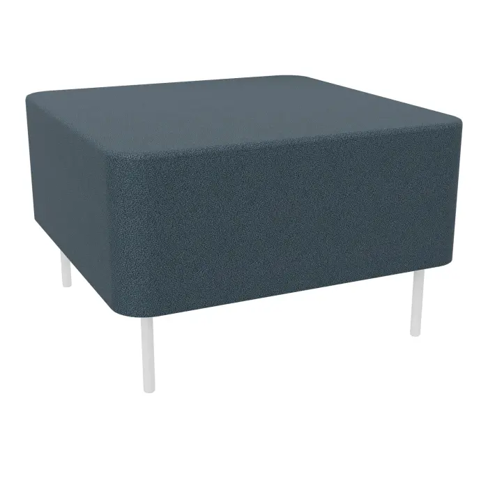 Assise 1 place Zélie L. 67 x H. 43 cm sans dossier tissu Bondaï gris orage sur 4 pieds tubes fixes D.20 mm métal lisse blanc