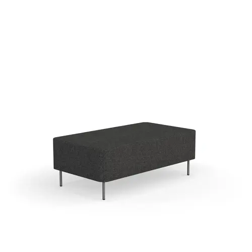 Assise 2 places Zélie L. 120 x H. 43 cm sans dossier tissu Cyber gris foncé sur 4 pieds tubes fixes D.20 mm métal structuré gris souris