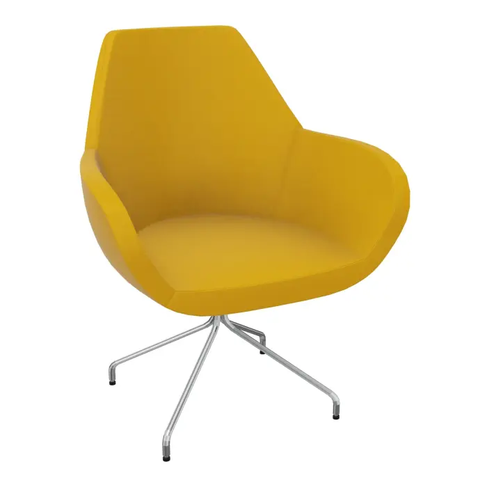 Chauffeuse Bip simili cuir Valencia jaune maïs  4 pieds fixes métal chromé