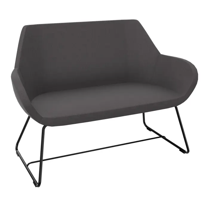 Canapé Bip 2 places piètement filaire métal lisse noir - revêtement tissu Evo gris souris