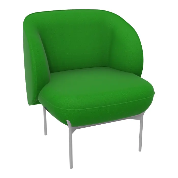 Assise Margot 1 place L. 69,2 x H. 78,4 x P. 66 cm - assise tissu Step bambou  - dossier tissu Step bambou  - piétement métal lisse gris aluminium -  - version électrifiée EU