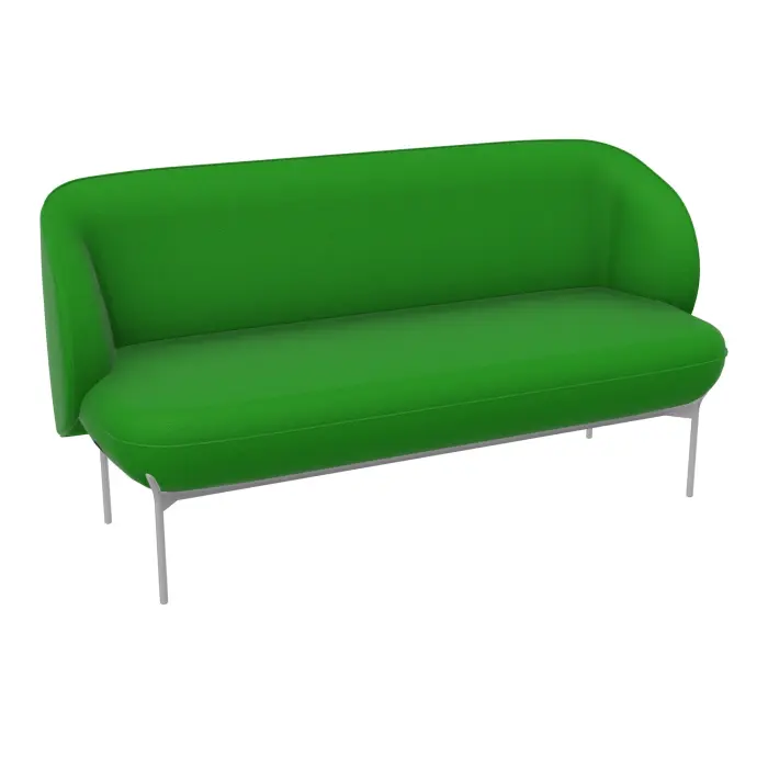Assise Margot 2 places L. 155,4 x H. 78,4 x P. 66 cm - assise tissu Step bambou - dossier tissu Step bambou - piétement métal lisse gris aluminium - <décor4> - version électrifiée EU