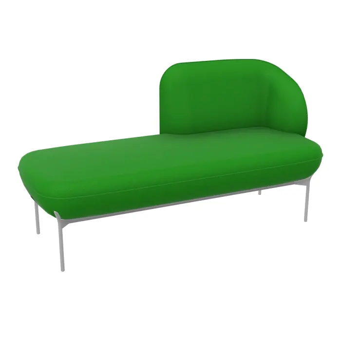 Méridienne gauche Margot L. 152,2 x H. 78,4 x P. 66 cm - assise tissu Step bambou  - dossier tissu Step bambou  - piétement métal lisse gris aluminium -  - version électrifiée EU