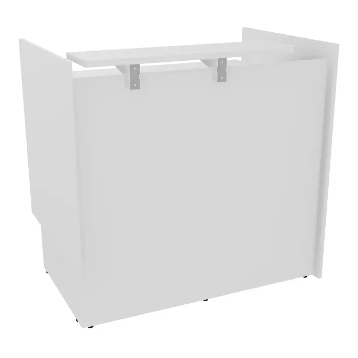 Module haut droit H. 113,5 indépendant plateau L. 120 x P. 80 x H. 95 cm mélamine blanc neige habillage mélamine blanc neige voile de coté long à gauche