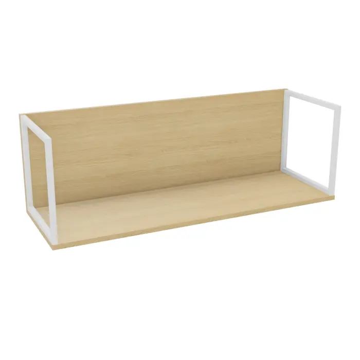 Etagère L. 120 x P. 40 x H. 40 cm mélamine Chêne naturel support métal lisse blanc