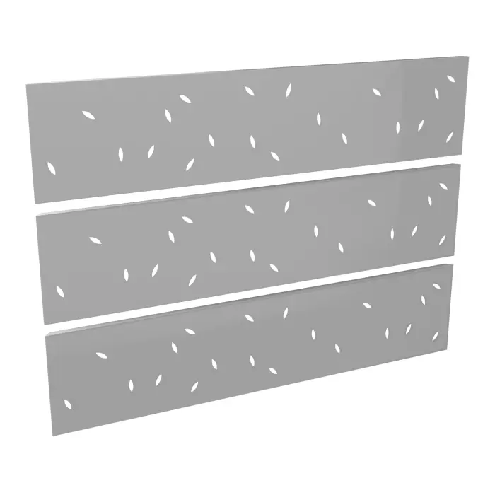 3 habillages Guest perforations ""Feuilles"" métal lisse gris aluminium pour module haut L. 120 cm