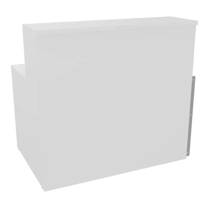 Module de banque d'accueil Guest extremité droite H. 113 x L. 120 cm plateau échancré mélamine blanc neige structure mélamine blanc neige
