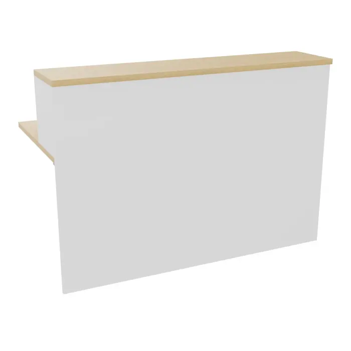Module de banque d'accueil Guest extremité gauche H. 113 x L. 160 cm plateau échancré mélamine Chêne naturel structure mélamine blanc neige