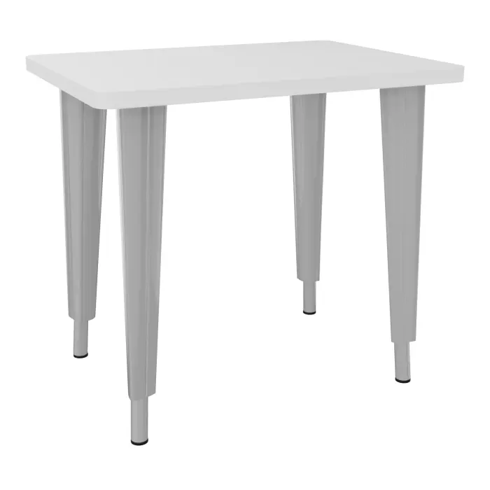 Table de bureau rectangulaire 4Line L. 80 x P. 60 cm mélamine blanc neige sur pieds réglables en hauteur électrifiables métal lisse gris aluminium- élément départ