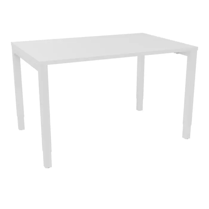 Bureau rectangle Arial L. 120 cm x P 80 cm EP25mm mélamine blanc neige pied carré arche réglable en hauteur métal lisse blanc