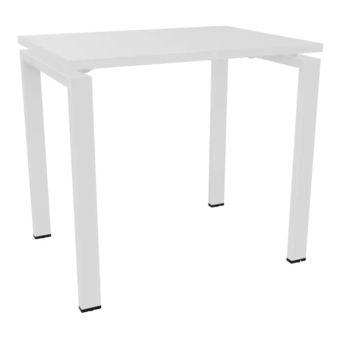 Bureau rectangulaire Conect L. 80 x P. 60 cm - plateau ép. 25 mm mélamine blanc neige - piétement arche rectangulaire fixe métal lisse blanc