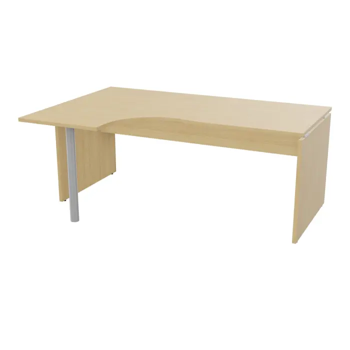Compact asymétrique 90° Forstyl L.180 x P. 180/80 x Retour 60 cm à gauche mélamine Chêne naturel piétements panneau mélamine Chêne naturel