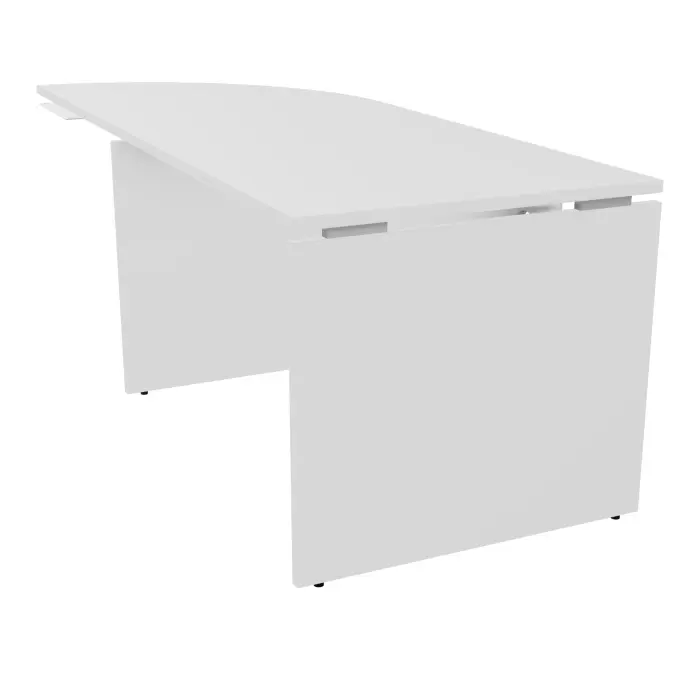 Extension bureau Forstyl avec angle à droite 90° intégré côté utilisateur L. 205 cm x P. 80 cm mélamine blanc neige pré percé pour obturateur piètements panneau mélamine blanc neige