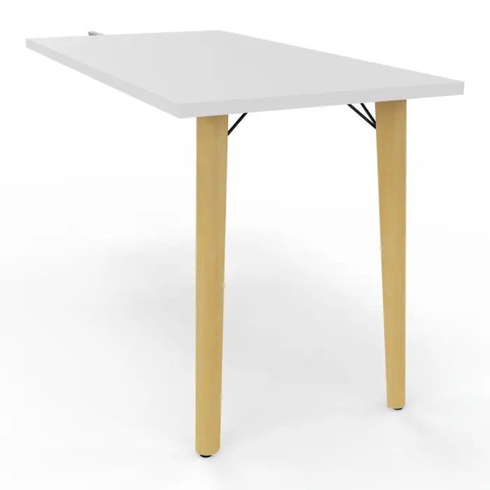 Robin retour L. 120 x P. 60 cm mélamine blanc neige pieds métal lisse noir/bois hêtre massif vernis