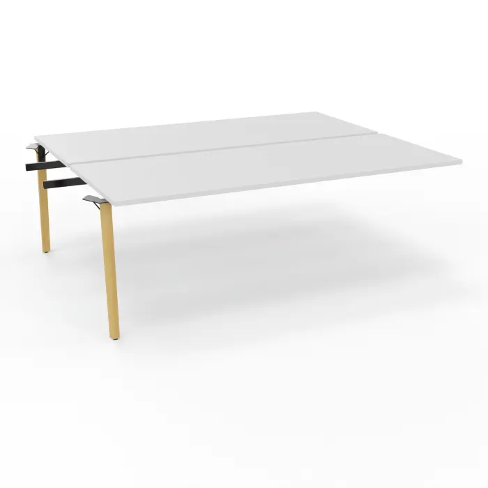 Robin tables suivant doubles 2 plateaux L. 80 cm L. 200 cm x P. 165 mélamine blanc neige pré-percé obturateurs 4 pieds métal lisse noir/bois hêtre massif vernis