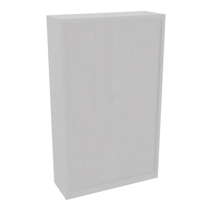 Armoire à rideaux H. 198 x L. 120 x P. 43 cm - corps gris - rideaux gris - équipée de 4 tablettes + rail
