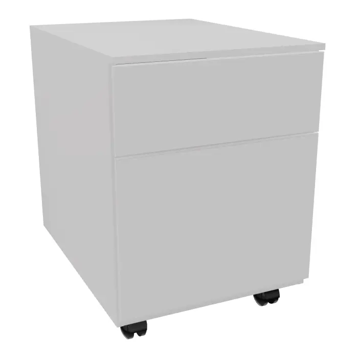 Lot de 8 caissons mobile avec tirette plumier finition métal lisse gris clair L. 42 x P. 58,1 x H. 50,5 cm - top métal - 2 tiroirs dont 1 pour dossiers suspendus