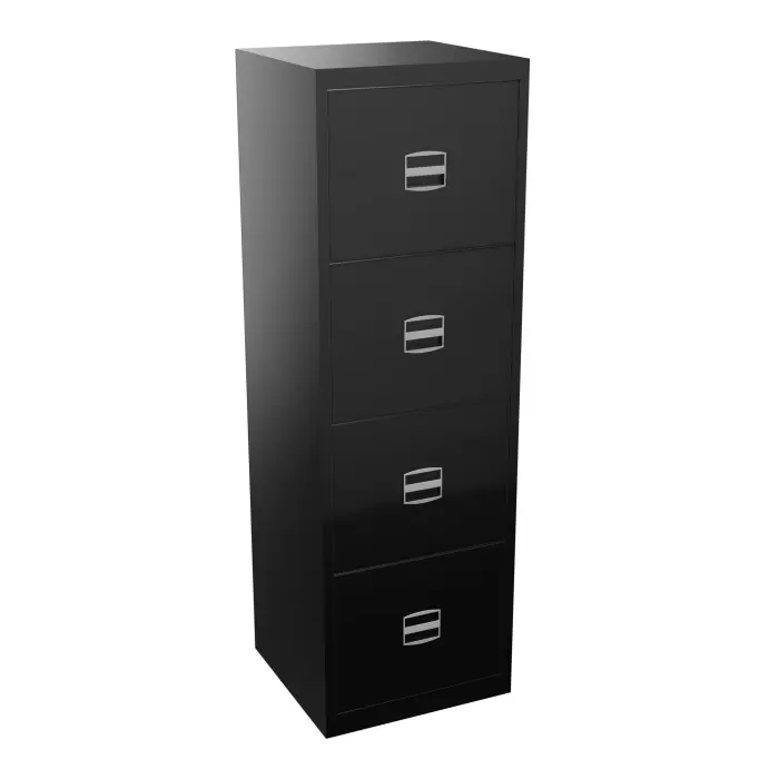 Classeur métallique fixe H. 128,2 x L. 41,3 x P. 40 cm finition noir équipé de 4 tiroirs pour dossiers suspendus