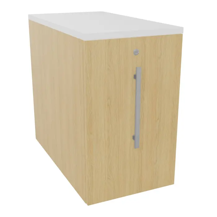 Caisson individuel Gustave extension de bureau H. 73,5 x L. 43,2 x P. 80 cm corps mélamine Chêne naturel top mélamine Chêne naturel porte mélamine blanc neige