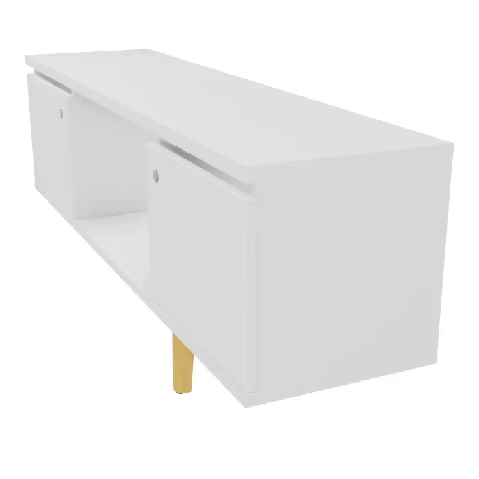 James meuble 2 portes avec niche L. 142 x P. 36 cm x H. 73,5 cm top + rangement mélamine blanc neigeportes mélamine blanc neige avec pieds inclinés métal lisse noir/bois hêtre massif vernis pour bench Robin P.