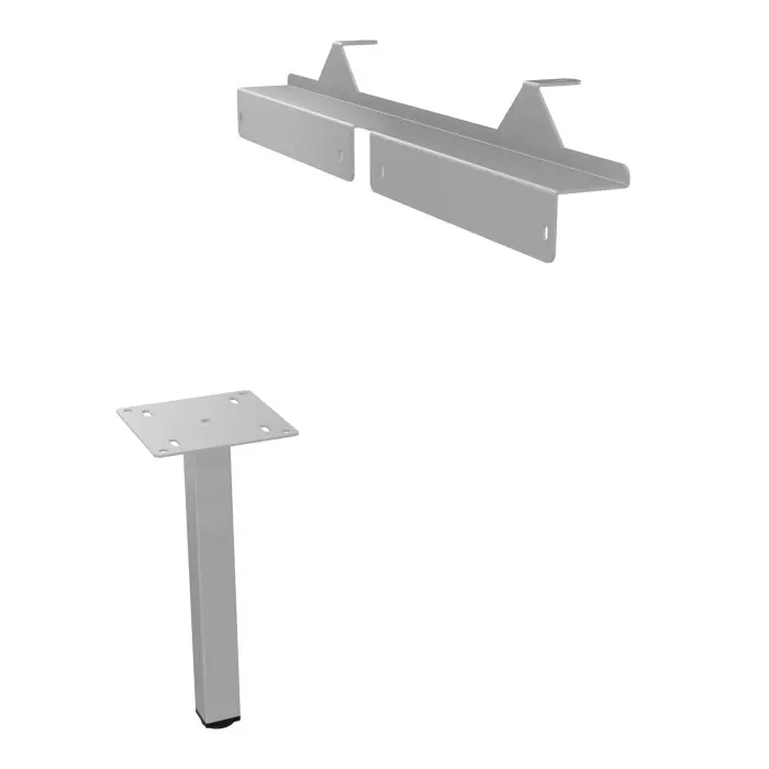 Pied de soutien James métal lisse gris aluminium L. 40 x P. 40 cm + fixation pour meuble L. 165 cm compatible CONECT/4MOST pied rectangulaire