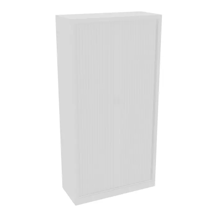 Armoire à rideaux H. 198 x L. 100 x P. 43 cm - corps blanc - rideaux blanc - équipée de 4 tablettes + 1