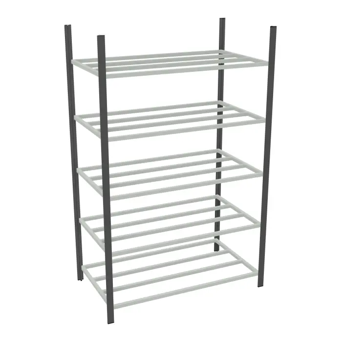 Rayonnage tubulaire Elément départ gris anthracite H. 200 x L. 125 x P. 70 cm 5 tablettes