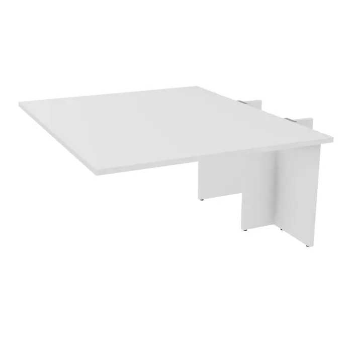 Kit extension Modulo pour tables élliptiques 4 personnes L. 140 cm x P. 170 cm mélamine blanc neige prépercés 4 obturateurs 2 pieds panneaux mélamine blanc neige