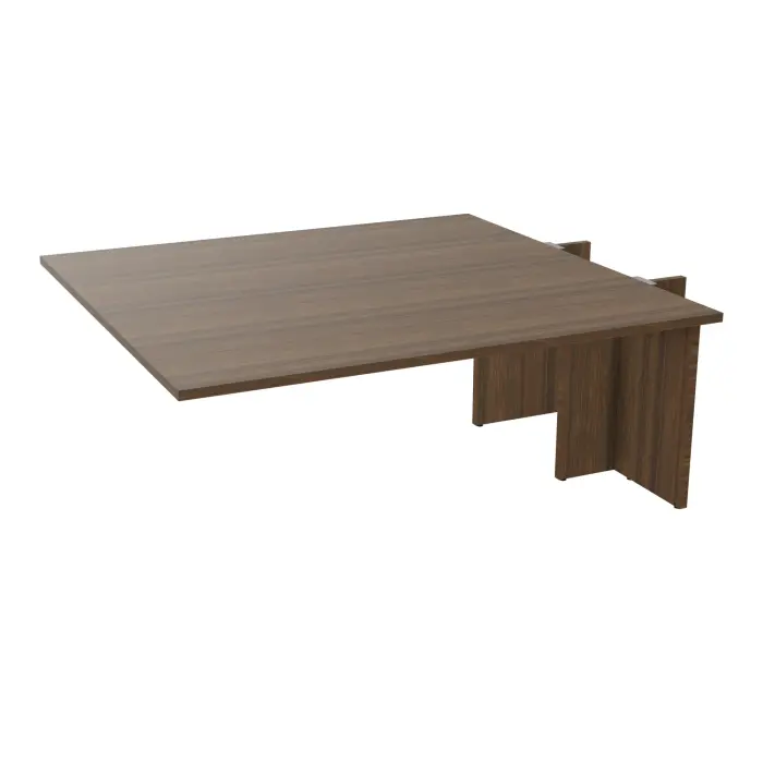Kit extension Modulo pour tables élliptiques 6 personnes L. 180 cm x P. 170 cm mélamine noyer brun prépercés 4 obturateurs 2 pieds panneaux mélamine noyer brun