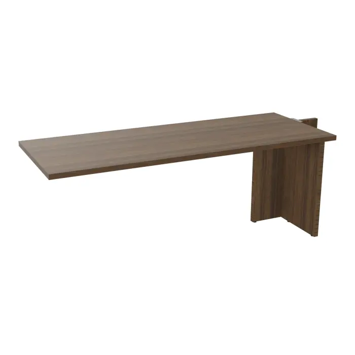 Extension Modulo 3 personnes L. 180 x P. 70 cm mélamine noyer brun épaisseur 30mm pour tables U,V losanges et rondes prépercé 2 obturateurs 1 pied panneaux mélamine noyer brun