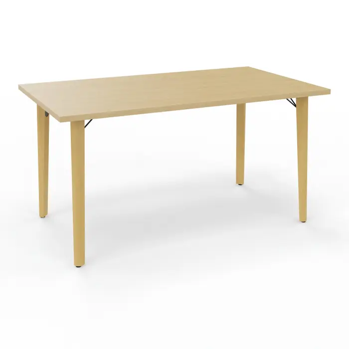 Robin table réunion L. 140 cm x P. 80 cm x H. 73,5 cm Chêne naturel pieds métal lisse noir/bois hêtre massif vernis