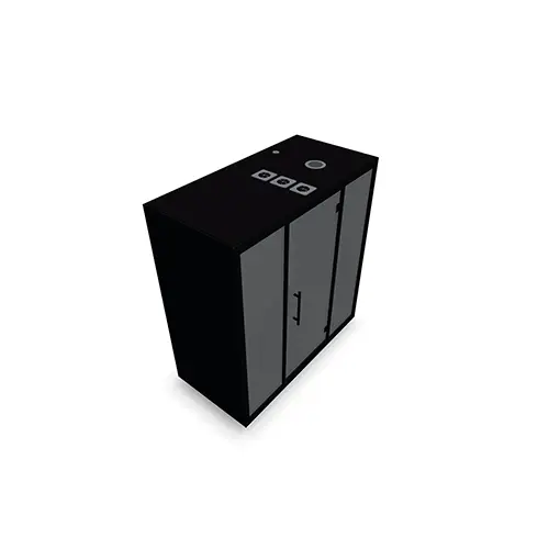 Cabine ChatBox duo hauteur 222 cm x longeur 213 cm x profondeur 103 cm en métal noir version EUR