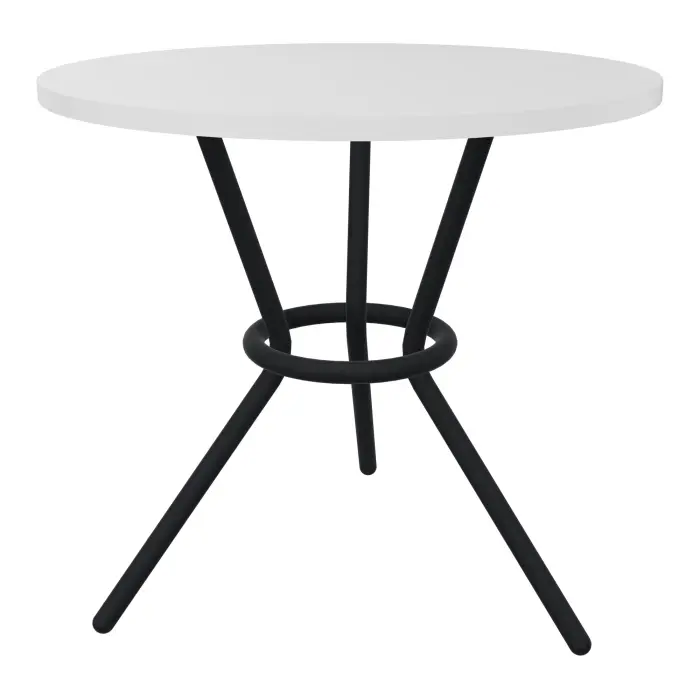 Table Gaby H. 74 cm stratifié blanc piètements métal structuré noir