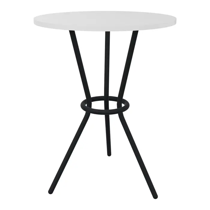 Table Gaby H. 105 cm stratifié blanc piètements métal structuré noir
