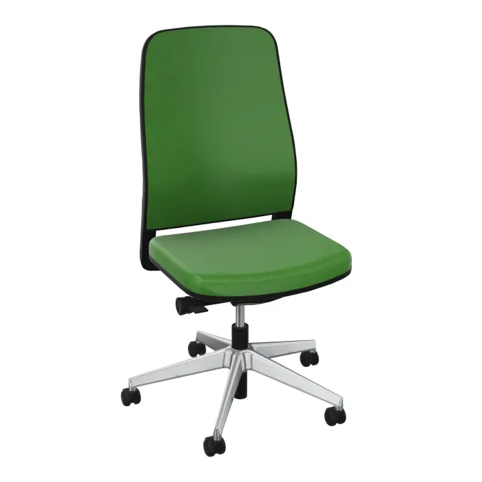 Siège Léon synchrone latéral - dossier tissu Step bambou - coque arrière noire - piétement métal chromé sur roulettes pour sol dur 65 mm