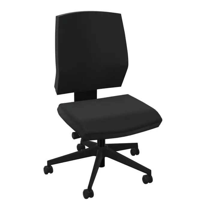 Siège Opus - mécanisme synchrone réglable en intensité avec profondeur d'assise réglable - assise et dossier tissu Bondaï noir - piètement nylon noir - Roulettes pour sol dur freinées en charge
