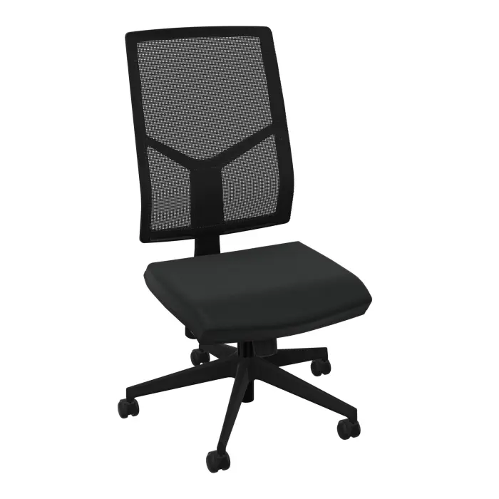 Siège Opus - mécanisme synchrone réglable en intensité - assise tissu Bondaï noir et haut dossier résille noire - piètement nylon noir - Roulettes pour sol souple freinées en charge