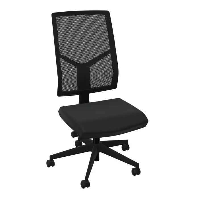 Siège Opus - mécanisme synchrone réglable en intensité avec profondeur d'assise réglable - assise tissu Bondaï noir et haut dossier résille noire - piètement nylon noir - Roulettes pour sol souple freinées en c