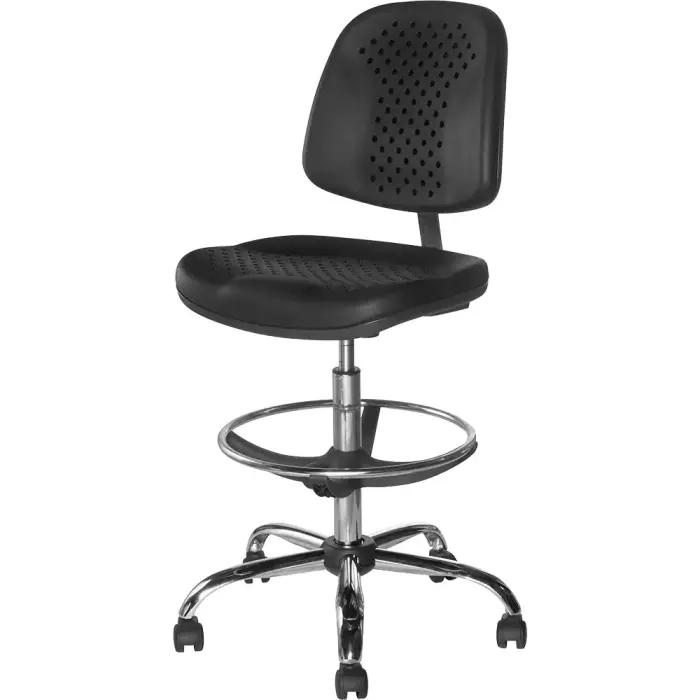 Siège technique Dossier réglable en hauteur sur lame chroméeRéglable en hauteur par lift de 56 à 75 cmPied métal chromé diamètre 65 cm